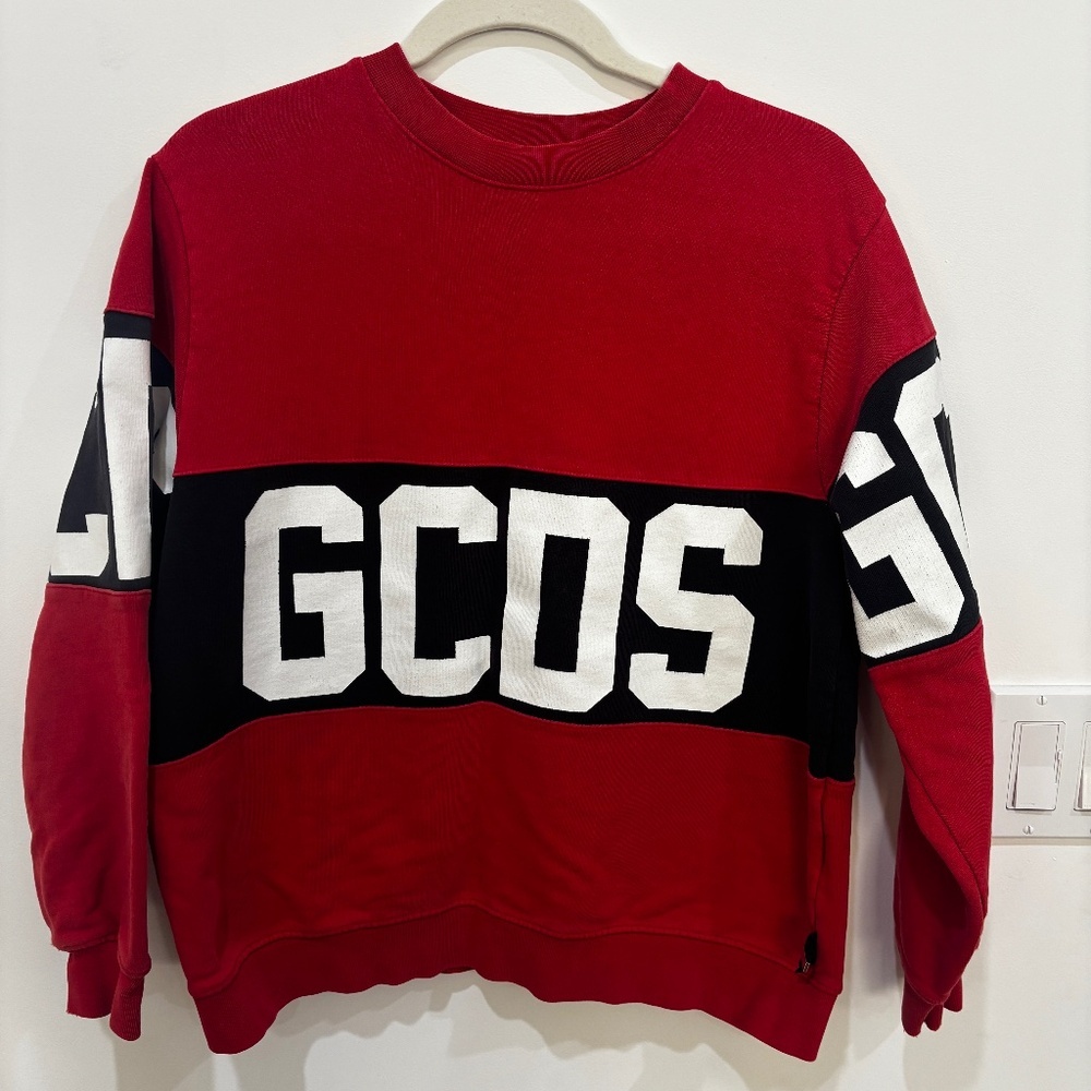 GCDS Logo Stripe Sweatshirt | Red / Black / White | Men’s XS | Excellent